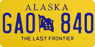 AK license plate GAO840