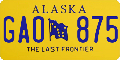 AK license plate GAO875