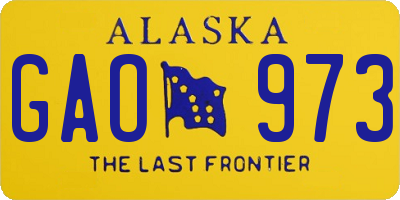 AK license plate GAO973