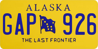 AK license plate GAP926