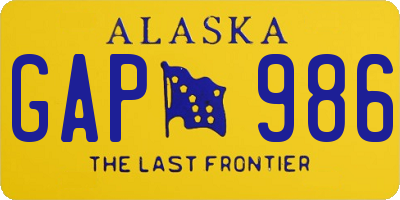 AK license plate GAP986