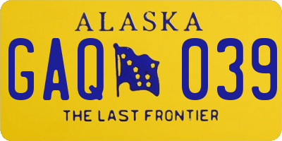 AK license plate GAQ039