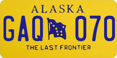 AK license plate GAQ070