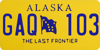 AK license plate GAQ103