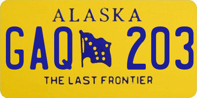 AK license plate GAQ203