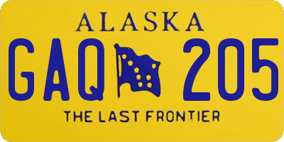 AK license plate GAQ205