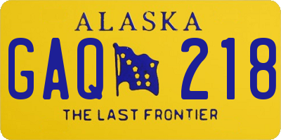AK license plate GAQ218