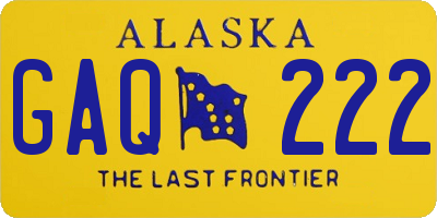 AK license plate GAQ222