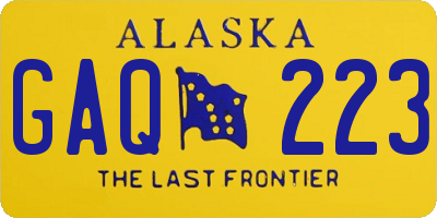 AK license plate GAQ223