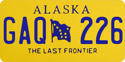 AK license plate GAQ226