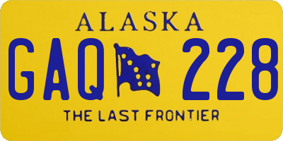 AK license plate GAQ228