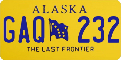 AK license plate GAQ232