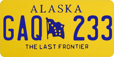 AK license plate GAQ233