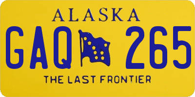 AK license plate GAQ265