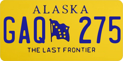 AK license plate GAQ275