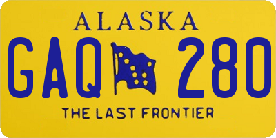 AK license plate GAQ280