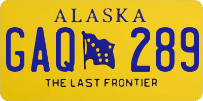 AK license plate GAQ289