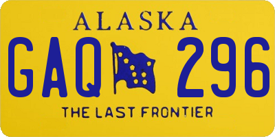 AK license plate GAQ296