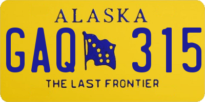 AK license plate GAQ315
