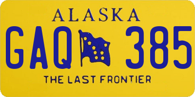 AK license plate GAQ385