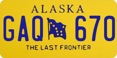 AK license plate GAQ670