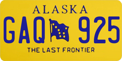 AK license plate GAQ925