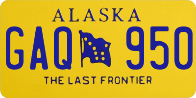 AK license plate GAQ950