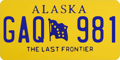 AK license plate GAQ981