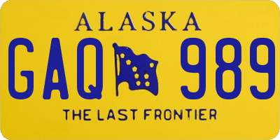 AK license plate GAQ989
