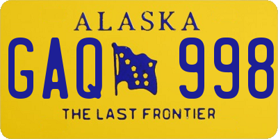 AK license plate GAQ998