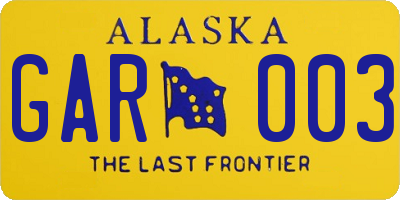 AK license plate GAR003