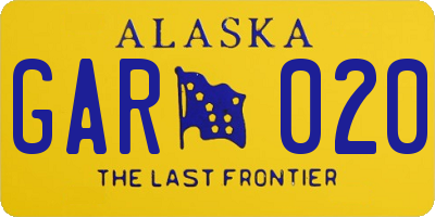 AK license plate GAR020