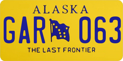 AK license plate GAR063