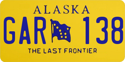 AK license plate GAR138