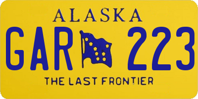 AK license plate GAR223