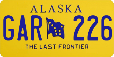 AK license plate GAR226