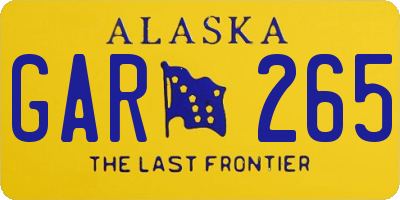 AK license plate GAR265