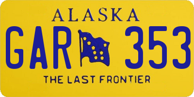 AK license plate GAR353