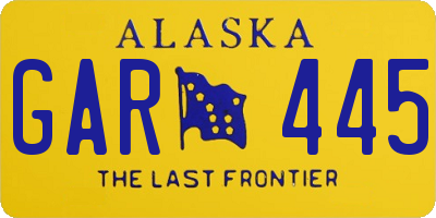 AK license plate GAR445