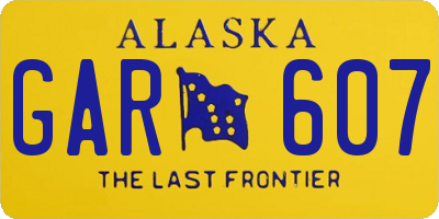 AK license plate GAR607