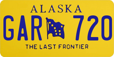 AK license plate GAR720