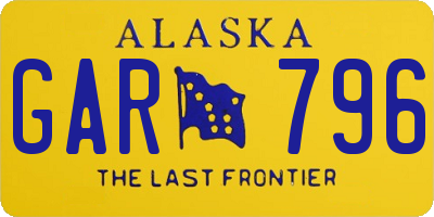 AK license plate GAR796