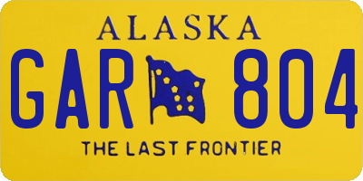 AK license plate GAR804
