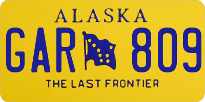 AK license plate GAR809