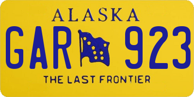 AK license plate GAR923