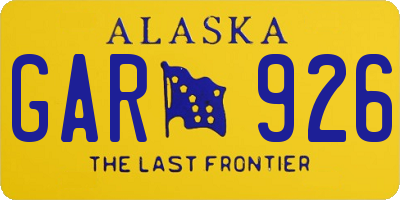 AK license plate GAR926