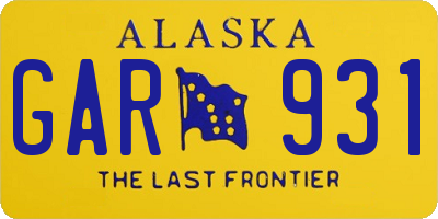 AK license plate GAR931