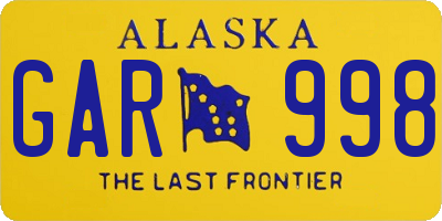 AK license plate GAR998