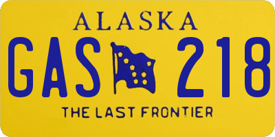 AK license plate GAS218