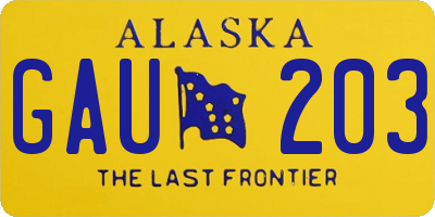 AK license plate GAU203